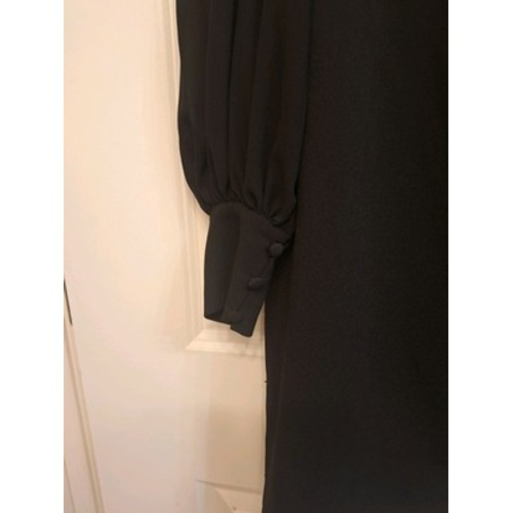 Belle Badgley Mischka Black Twist Front Chiffon Sleeve Mini Dress Size 4 LBD - Picture 3 of 6